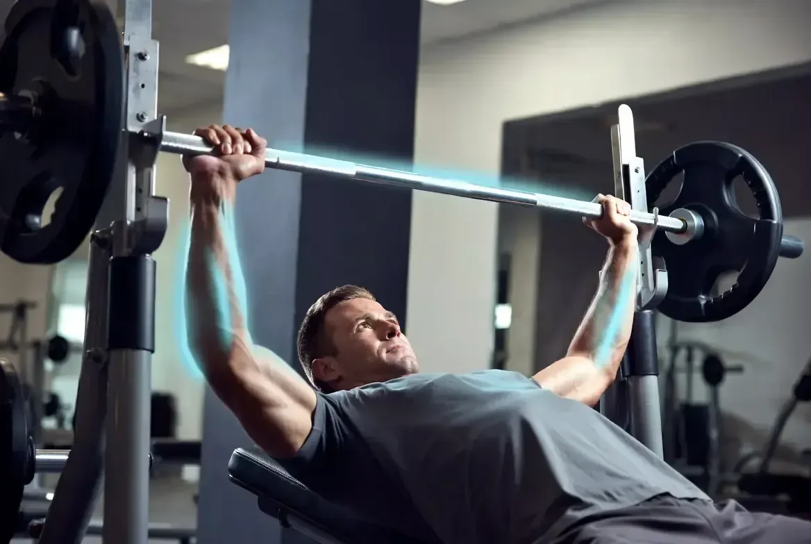 Athlete training, illustrating muscle protein synthesis and the role of testosterone