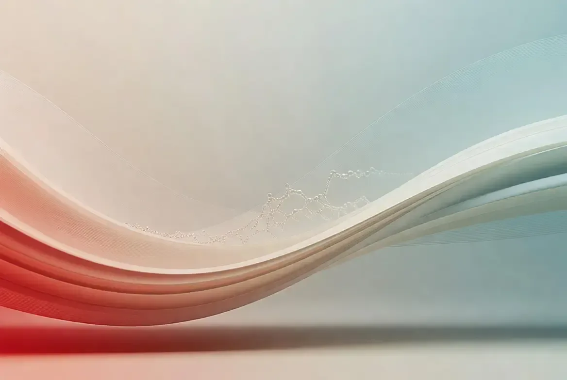Abstract flowing illustration with a soft red to blue gradient representing the PT-141 dosage calculator